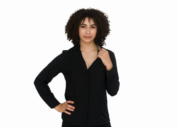 Women’s Black Long Sleeve Adaptive Blouse